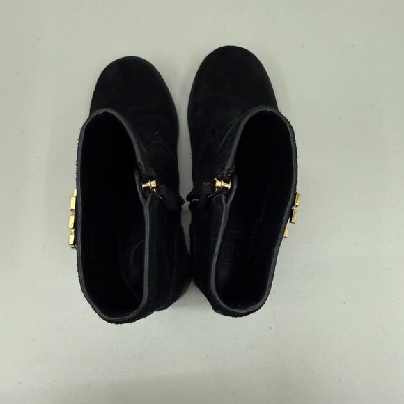 Tory Burch Eloise Black Suede Leather Side Zip Ankle Booties Shoes Womens 6.5 M - Picture 4 of 10
